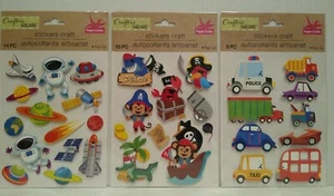 Crafter's Square Pop Up Stickers Lot Of 3 Space (14 PC) Pirates (10 PC) Vehicles - Picture 1 of 4