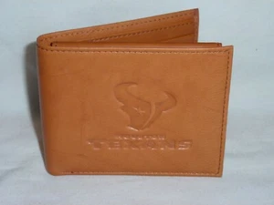 HOUSTON TEXANS Leather BiFold Wallet NEW brown (nw) - Picture 1 of 4