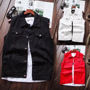 Para hombre Chaleco Sin Mangas Chaqueta Vaquera con Botones Abrigo Retro Informal Chaleco Sobretodo - Imagen 1 de 17