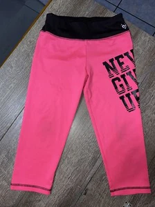 Justice sz 14 never give up compression sports capri leggings dance gymnastics - Picture 1 of 5