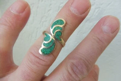 Bel Vecchio Anello In Argento, Argento 925 Con Turchese - Immagine 1 di 4