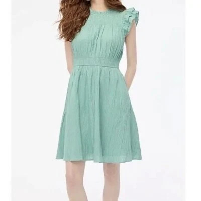 NEW J CREW gauze COTTON LINED flutter-sleeve dress GARDEN green SZ SMALL - Image 1 of 4