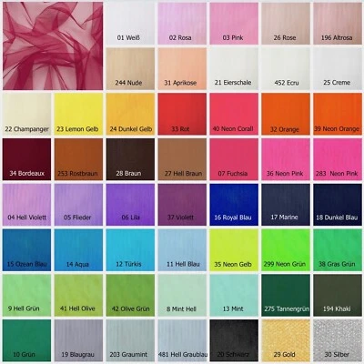 Tüllstoff Tüll Stoff Hochzeit Mittelweich Bekleidung Deko Meterware 180cm Breit - Bild 1 von 2