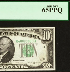 1934B $10 Federal Reserve Note PCGS Gem 65PPQ - Rare Dallas - Fr 2007-K - Picture 1 of 4