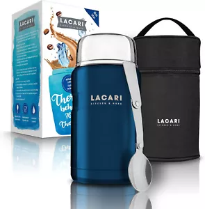 Thermobehälter 700ml Thermo Müsli Blau Lacari Becher to go warm&kalt Edelstahl - Bild 1 von 7