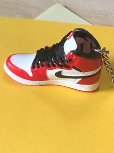 New Mini 3D AIR JORDAN sneaker shoes keychain Hand-painted. Red/White/Black