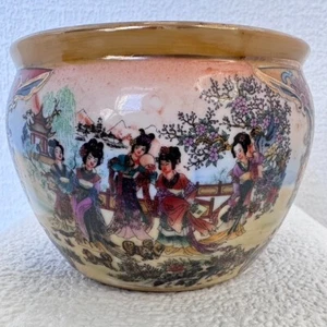 Vintage 3" Sasuma Style Planter - Hand Painted - Geisha - Planter Pot - Gold - Picture 1 of 16