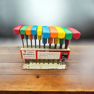 Vintage 10 Pc. 6” T-Handle Hex Key Set In Stand Lot 712232  - Picture 1 of 17