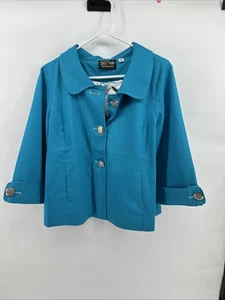Bob Mackie Wearable Art Poncho Blau Jacke Gr. Medium Peter Pan Kragen NEU - Bild 1 von 10