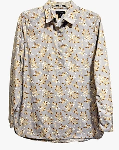 Lands End Shirt Womens 10 Collared Popover No Iron Supima Gray.Brown,Tan.White - Picture 1 of 11