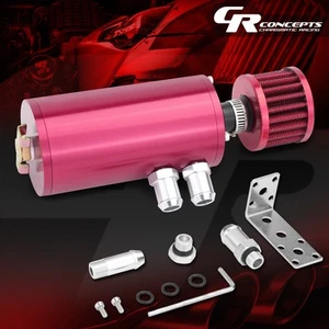 PINK 5.5"X2.4" OIL CATCH TANK/CAN 140ML+BREATHER FILTER+1/2"&5/8" HOSE ADAPTER - Picture 1 of 5