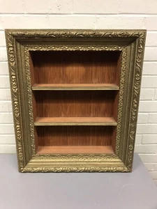 ANTIQUE VTG GOLD GILT BAROQUE DEEP SHADOW BOX WALL SHELF 26 X 22 X 5 1/4” BEAUTY - Picture 1 of 12