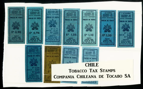 Chile Stamps Collection Of Tobacco Tax Stamps 11 Different Rare Cover