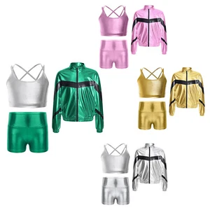 Kids Girls Suit Performance Set Hip-Hop Outfit Jacket Activewear Dance Uniform - Picture 1 of 34
