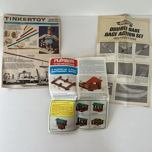 Vtg 60s 70s Lot Toy Instructions Lincoln Logs, Hot Wheels, Tinkertoy Idea Book - Picture 1 of 16