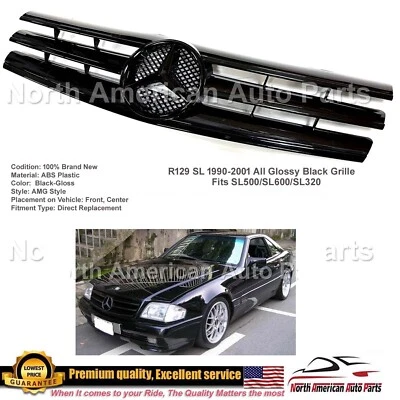 SL500 SL600 SL320 SL Rejilla Estilo Todo Negro con OEM Star 1990-2002 R129 Foto 1 de 4
