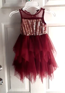 RMLA Girls Dress Red Sequin Shiny Tulle Lightweight Sleeveless Size 4 Polyester - Picture 1 of 6