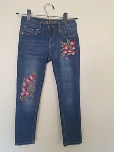 Girls Vigoss The Jagger Flower Design Stretch Skinny Blue Denim Jeans size 7 - Picture 1 of 11
