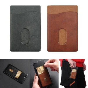 New Leather Adhesive Sticker Bag Pouch Wallet Case Cellphone Pocket Card Holder - Picture 1 of 14