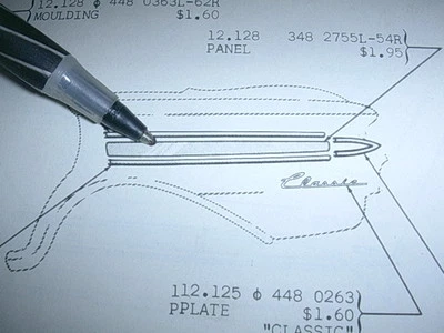 AMC RAMBLER CLASSIC 770 1963 CUARTO TRASERO DERECHO MOLDURA ALUMINIO PIEZA NOS Foto 1 de 3