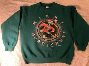 Vintage Miami Hurricanes Sweatshirt Made In USA Herren Gr. L Fußball Sport Grün - Bild 1 von 5