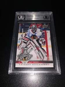 Ray Emery Firmado 2013-14 Cubierta Superior Blackhawks Copa Campeones BAS Losa - Imagen 1 de 1