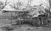 WWII photo Padded German "Jagdpanther" in the area of Reichswald a86
