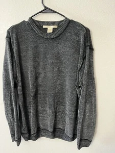Perry Ellis Gray Long Sleeve Crew Neck Pullover Sweater Shirt L Acrylic Rayon - Picture 1 of 5