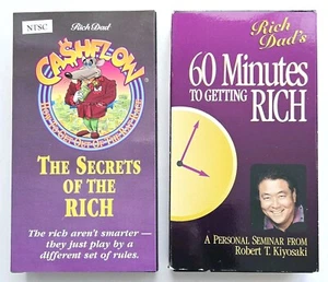2 Rich Dad VHS Tapes: 60 Minutes to Getting Rich, Secrets of the Rich Kiyosaki - Picture 1 of 7