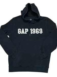 Gap 1969 Black Men’s Hoodie Spellout Graphic Kangaroo Pouch Small Y2K Inspired - Picture 1 of 6