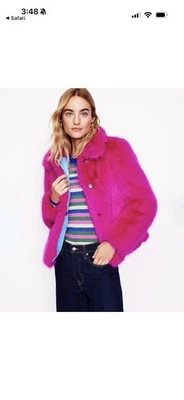 NOVO COM ETIQUETAS CASACO DE PELE SINTÉTICA ROSA BODEN US2  - Imagem 1 de 4