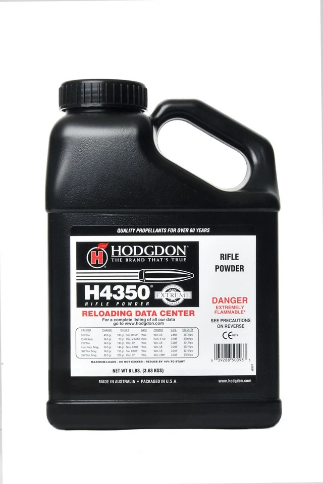 Polvo Hodgdon H4350 por lo que es insensible al calor y al frío, tamaño 8 lb Foto 1 de 3