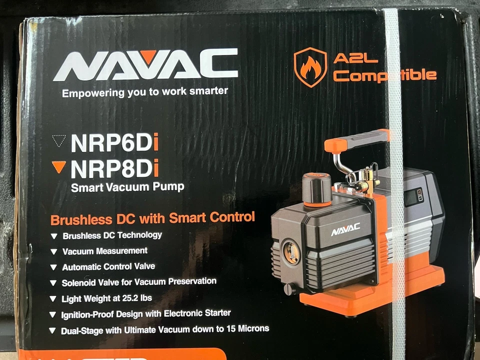 Bomba de vacío inteligente de doble etapa NAVAC NRP8Di 8 CFM funciona 15 micras 20 oz SIN ESCOBILLAS Foto 1 de 1