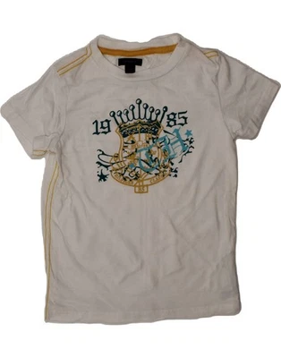 TOMMY HILFIGER Boys Graphic T-Shirt Top 3-4 Years White Cotton V120 - Image 1 of 3