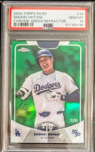 2024 TOPPS 50/50 SHOHEI OHTANI 34 CHROME-GREEN REFRACTOR SSP /99 *PSA 10 GEM MT - Picture 1 of 2