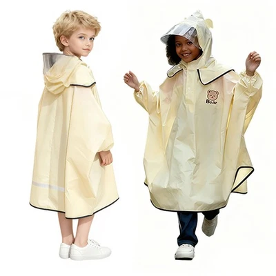 Poncho de lluvia para niños - Diseño con capucha estilo capa, se adapta a mochilas, impermeable... Foto 1 de 4