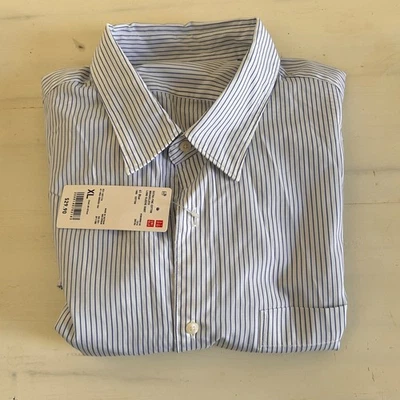 Camisa masculina manga longa Uniqlo | Algodão extrafino | Tamanho: XL | Azul 100% algodão - Imagem 1 de 4