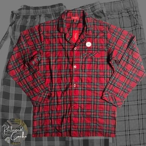 Family PJs Mens Red Green Plaid Long Sleeve Button Up Holiday Pajama Shirt Sz S - Picture 1 of 9