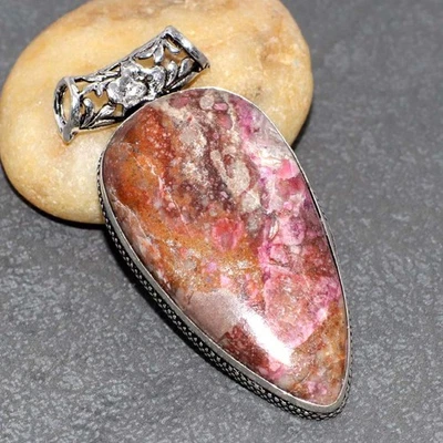 Cobalt Calcite 925 Silver Plated Handmade Pendant 2.2" Birthday Gift GW - Image 1 of 3