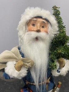 Byers Choice Santa in Blue Velvet Suit 13" Tall Christmas Figurine Carolers Vtg - Picture 1 of 11