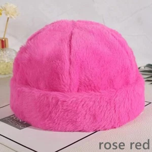 Women Men Unisex Faux Fur Skullcap Sailor Beanie Brimless Hat Cap Plush Warm - Picture 1 of 19