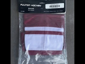 Calcetines Fulton Hockey ~ 24" Junior ~ 2 Tonos Borgoña/Blanco - Imagen 1 de 2