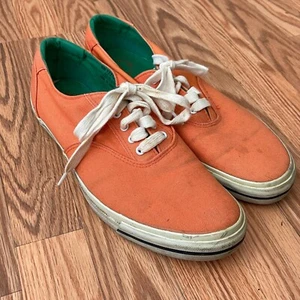 VINTAGE Polo Ralph Lauren Shoes Mens 12 D Canvas Boat Deck Orange RL-92 Korea - Picture 1 of 6