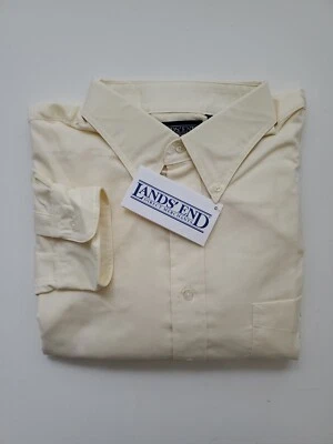 Новая с ценниками винтажная мужская желтая рубашка Lands' End Oxford OCBD. Сделано в США. Размер 17-36 см плющ - Изображение 1 из 4