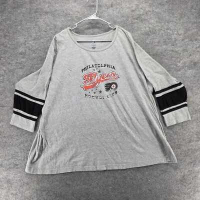 Camisa Philadelphia Flyers para mujer 3X Majestic manga 3/4 gris NHL Foto 1 de 4