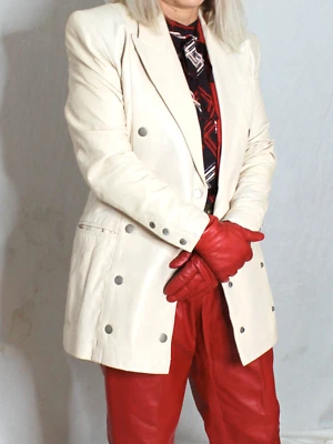 Womens North Beach Leather Coat White 7/8 Michael Hoban Vintage 80s 90s Rare - Image 1 of 4