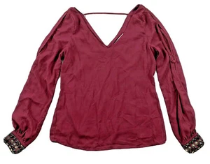 NWT Anthropologie XS Francesca's Peasant Blouse Studded Jewled Beaded - Picture 1 of 9