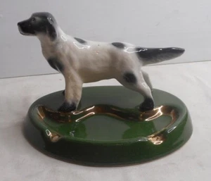 Posacenere cane ceramica vintage MCM bianco e nero setter inglese 7" L x 5-1/4" x 5"H - Foto 1 di 5