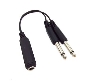 6.35mm Splitter Cable 6.35mm 1/4 inch TRS Stereo Female to 2 Dual 1/4 Inch