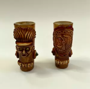 Mexikanische Azteken Krieger Acapulco Schnapsglas Kunst Polymer Ton 2er Set Schneller Versand, - Bild 1 von 5